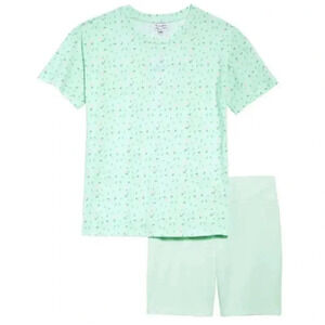 Love Fire Mint Ditsy Floral Print Oversized Tee & Biker Shorts Set M